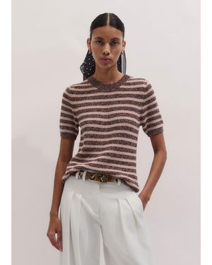 ME+EM Mouliné Stripe Straight Knit Tee Cinnamon Multi - Multicolour