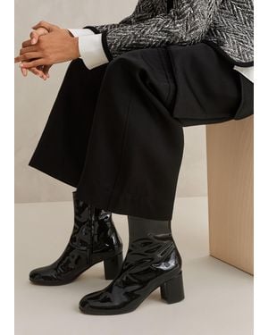 ME+EM 60S Patent Leather High Ankle Boot - Black