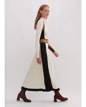 ME+EM Contrast Panel Fit And Flare Maxi Dress Multi - Natural