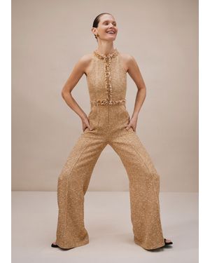 ME+EM The Event Ready Metallic Tweed Jumpsuit - Natural