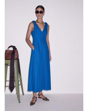 ME+EM Twisted Strap Fit And Flare Maxi Dress - Blue