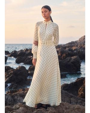 ME+EM Silk Polka Dot Maxi Dress + Corsage - Natural