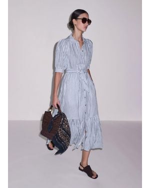 ME+EM Cheesecloth Stripe Midi Shirt Dress + Belt - Purple