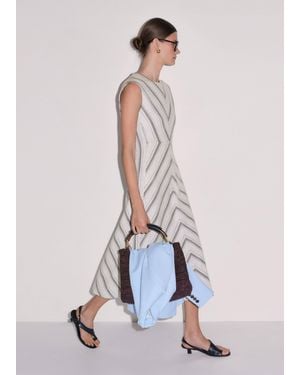 ME+EM Textured Stripe Fit And Flare Midi Dress - White