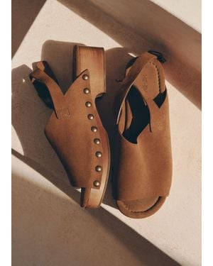 ME+EM Slingback Wood Clog - Brown