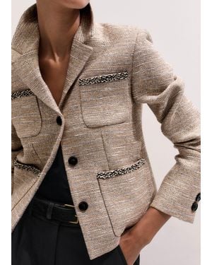 ME+EM Metallic Short Patch Pocket Jacket - Blue
