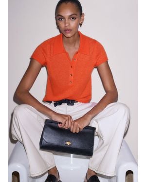 ME+EM Merino Cashmere Silk Straight Polo Tee - Orange