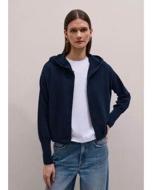 ME+EM Cashmere Drop Shoulder Box Crop Hoody - Blue