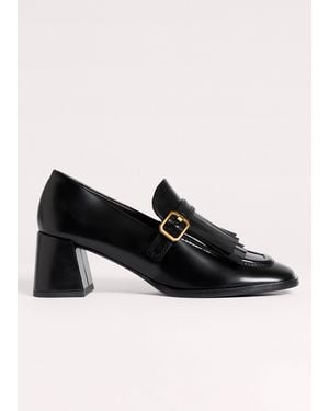 ME+EM Fringe Block Heel Loafer - Black