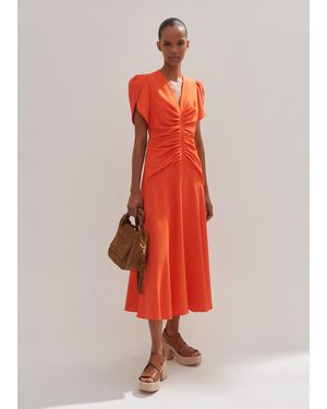 ME+EM Textured Pleat Front Midi Dress