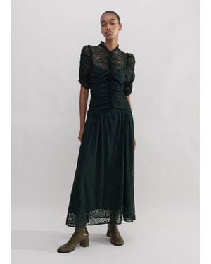 ME+EM Botanical Lace Ruched Maxi Dress - Multicolor