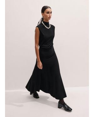 ME+EM High Neck Knit Maxi Dress + Layering Top - Black