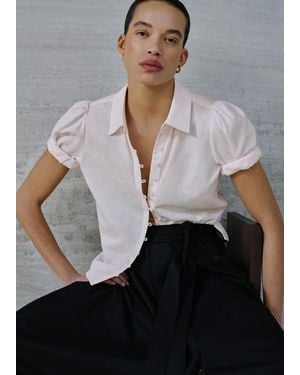 ME+EM Crease-Less Linen Pouf Sleeve Blouse Iced - Grey