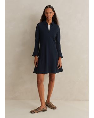 ME+EM Travel Tailoring Fluted Hem Shift Dress - Blue