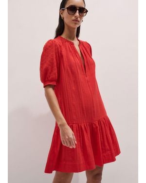 ME+EM Embroidered Cheesecloth Short Dress