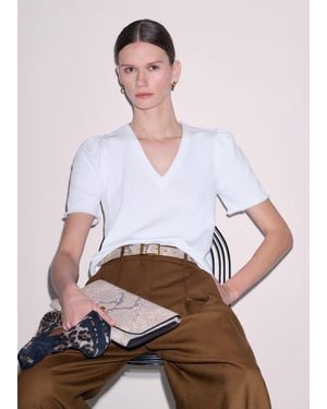 ME+EM Raw Edge V-Neck Swing Sweatshirt - White