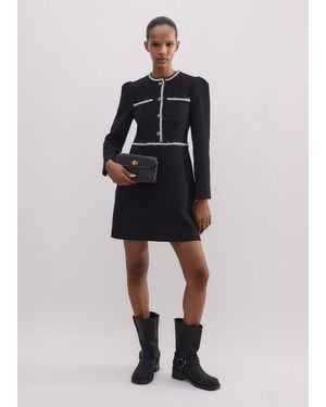 ME+EM Tweed Fit And Flare Mini Dress - Black