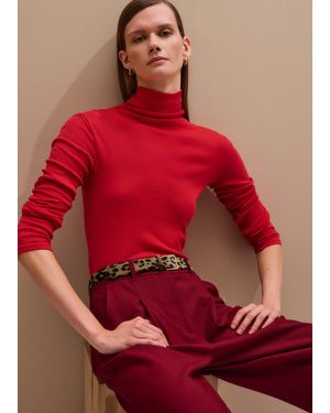 ME+EM Sheer High Neck Top - Red