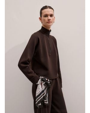 ME+EM Sweatshirt Cropped Funnel Neck Top - Brown