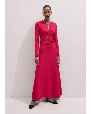 ME+EM Textured Ruched Front Maxi Dress - Pink