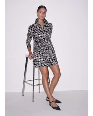 ME+EM Graphic Jacquard Short A-Line Dress - White