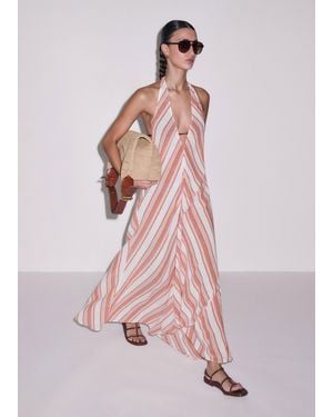 ME+EM Cotton Stripe Beach Maxi Dress + Belt-Multi - Pink