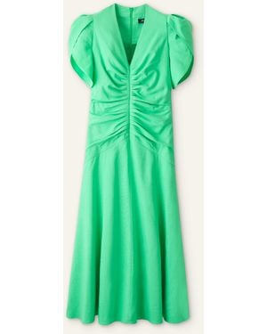 ME+EM Textured Pleat Front Midi Dress - Green