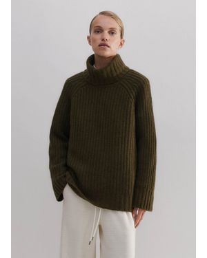 ME+EM Lofty Merino Cashmere Silk Sweater + Snood - Green