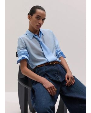 ME+EM Silk Cotton Cloud Layering Shirt + Tie - Blue
