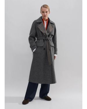 ME+EM Check Wool Trench Coat - Brown