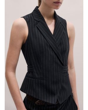 ME+EM Pinstripe Wrap Waistcoat - Black