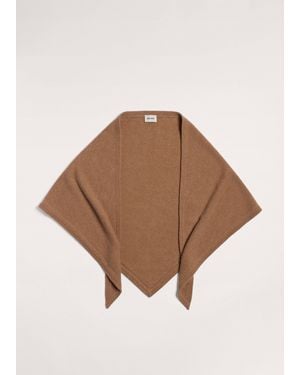 ME+EM Cashmere Triangle Knit Scarf Dark Camel Melange - Natural