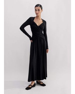 ME+EM Ruched Panel Maxi Dress - Black