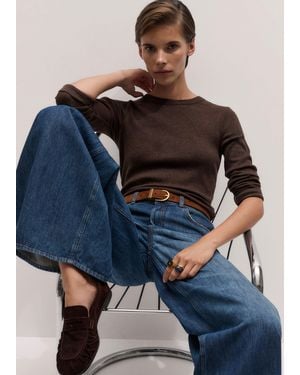 ME+EM Ultimate Rib Long Sleeve Top - Brown