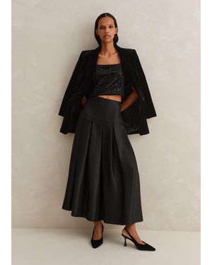 ME+EM Evening Shimmer Pleated Maxi Skirt - Natural