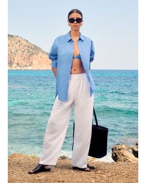 ME+EM Cheesecloth Drawstring Hem Pant - White