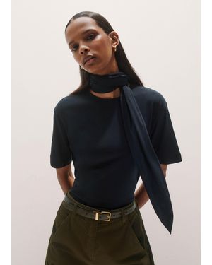 ME+EM Impossibly Soft Scarf Neck Classic Tee - Blue