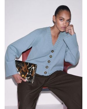 ME+EM V Neck Relaxed Raglan Cardigan - Blue