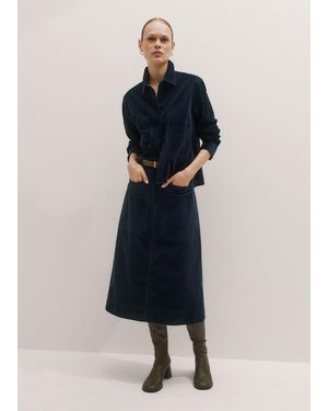 ME+EM Cotton Cord Midi A-Line Skirt - Blue