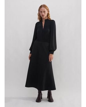 ME+EM Gather Detail Midi Dress - Black