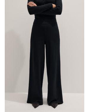 ME+EM Silk Knit Evening Palazzo Pant - Black