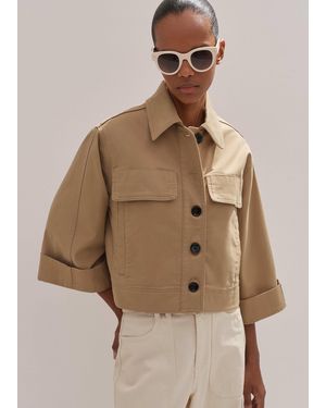 ME+EM Cotton Twill Casual Swing Jacket - Natural