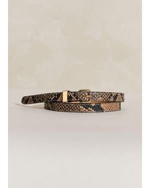 ME+EM Skinny Snake-embossed Leather Belt - Natural