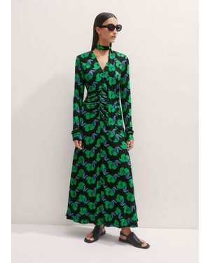 ME+EM Crepe Birds Of Paradise Maxi Dress + Belt - Green