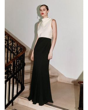 ME+EM Satin Draped Colourblock Full Length Dress - Multicolour