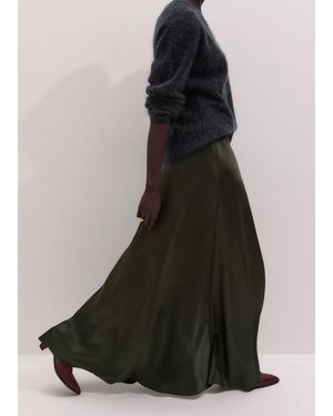 ME+EM Satin Bias Cut Full Length Skirt - Black