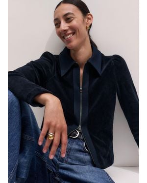 ME+EM Cord Velour Zip Up Jacket - Blue