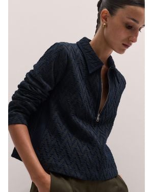 ME+EM Graphic Jacquard Swing Top-Rich - Blue