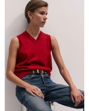 ME+EM V-Neck Relaxed Knit Tank - Red