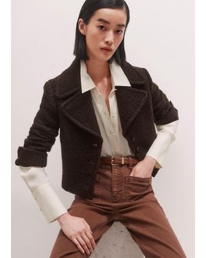 ME+EM Tweed Soft Shoulder Crop Jacket - Brown